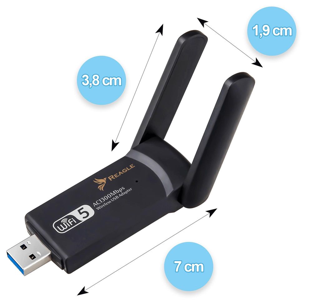 Externer WI-FI Netzwerk Adapter USB 3.2 WiFi 1300Mbps 2.4GHz 5GHz