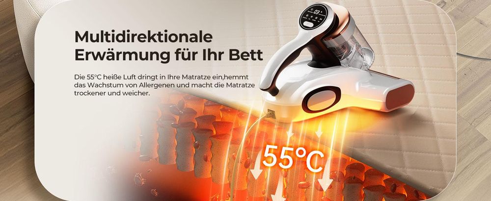 JIGOO J300 Milbensauger 500W Milbenstaubsauger mit UV-Licht Handstaubsauger