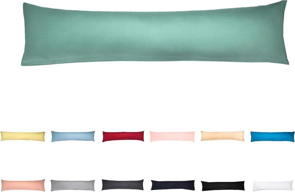 Seitenschläferkissen mit Bezug 40x145 cm Lichtgrün- %100 Baumwolle - Schwangerschaftskissen - Pregnancy Pillow - Stillkissen - Kissen mit Kissenbezug