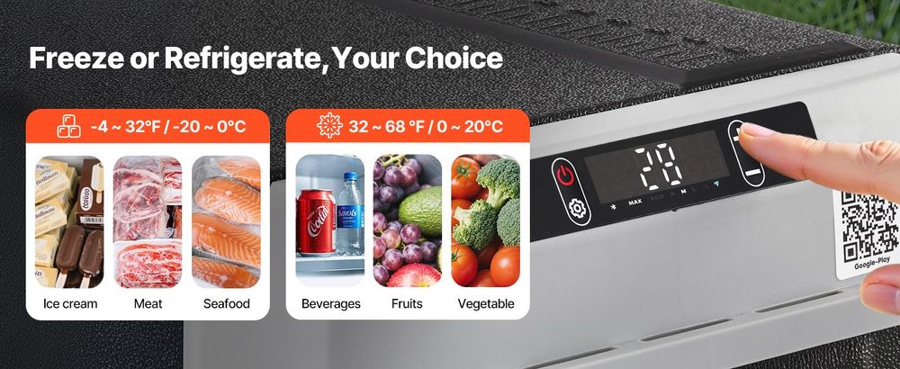 VEVOR Kompressor Kühlbox 25 L, Tragbarer Autokühlschrank mit Einstellbarer Temperatur & App-Steuerung, Kühlschrank 12/24 V DC und 100–240 V AC für Outdoor Camping Reisen und Wohnmobile