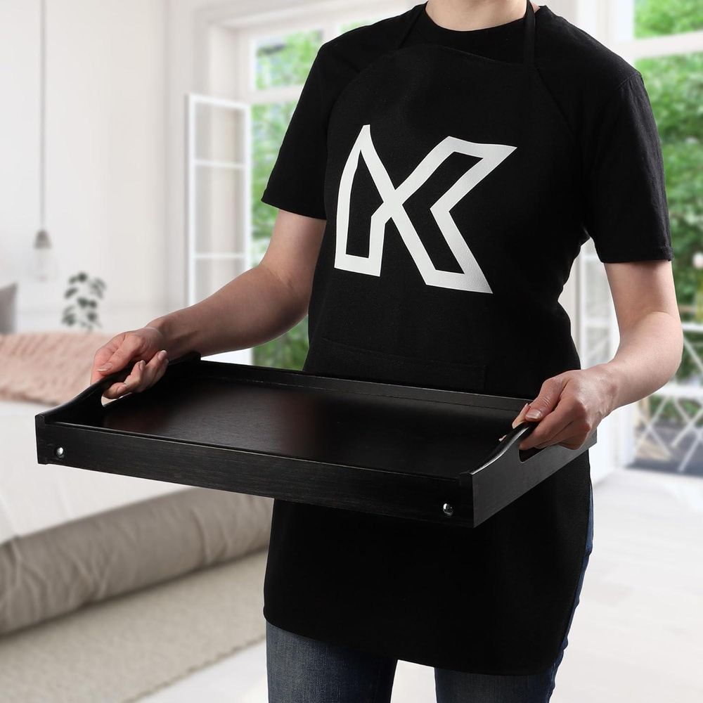 KADAX Betttisch "Solia", aus Kiefernholz, Serviertablett, Essenstablett, Laptoptisch, Schwarz
