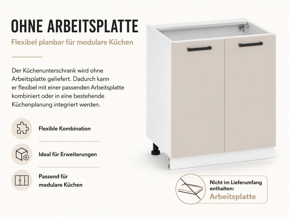ULWEHOME Küchenunterschrank 80 cm ohne Arbeitsplatte