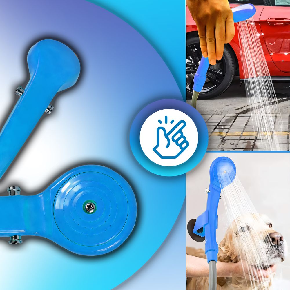 Campingdusche mit Pumpe 12 V, 2m lange Duscheschlauch, Outdoor Dusche für Garten, Strand, Camping, Reisen, Autowäsche, Mobile Dusche, Blau, Retoo