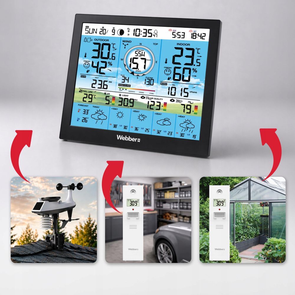 Meteorologická stanice WEBBER WS603 s Wi-Fi a venkovním multisenzorem