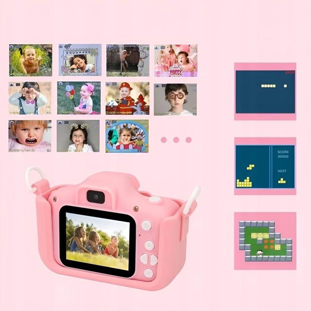 Digitalkamera für Kinder, Spielzeugkamera, Spiele + 32GB Speicherkarte