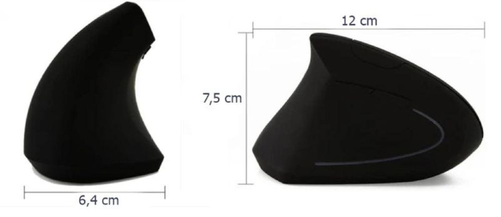 Mouse - Mouse verticale - Senza fili - Ergonomico - Nero - USB - per PC portatile - 6 pulsanti