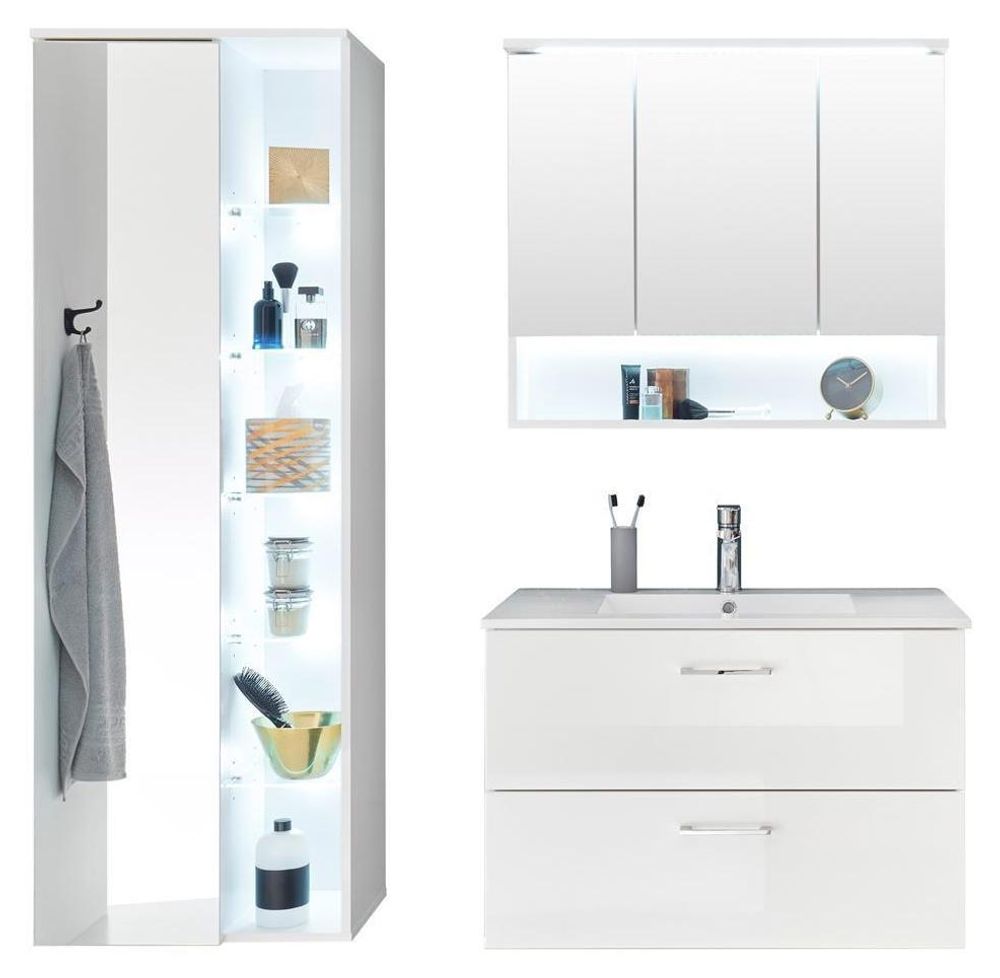 Bella II – Spiegelschrank mit LED-Beleuchtung und Steckdosenbox