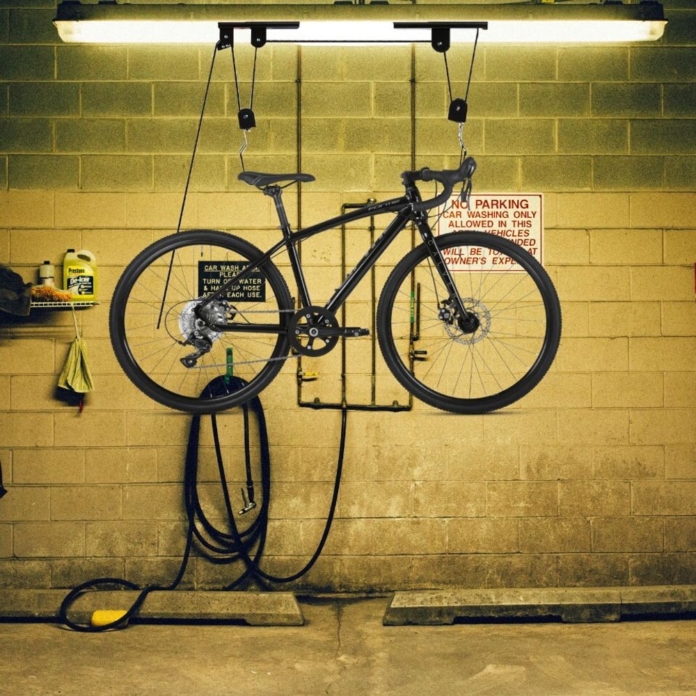 Fahrradlift, Fahrradaufhängung Fahrradaufzug Halterung Deckenhalterung für Fahrräder Deckenmontage Fahrradhalter Seilzug bis 20kg Schwarz
