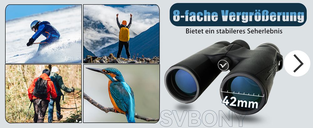 Lornetka Svbony SV47 8x42, optyka HD Bak-4 Prism FMC, wodoodporna lornetka dla dorosłych do obserwacji ptaków, safari