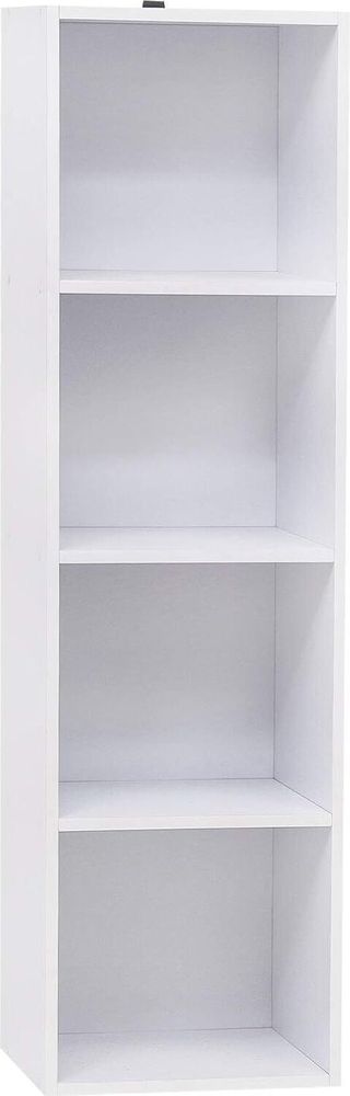 WOLTU Bücherregal mit 4 Fächern, Würfelregal, Standregal, freistehendes Büroregal, Aktenregal, Aufbewahrungsregal aus Holzwerkstoff, 30x106x24 cm (BxHxT), Weiß