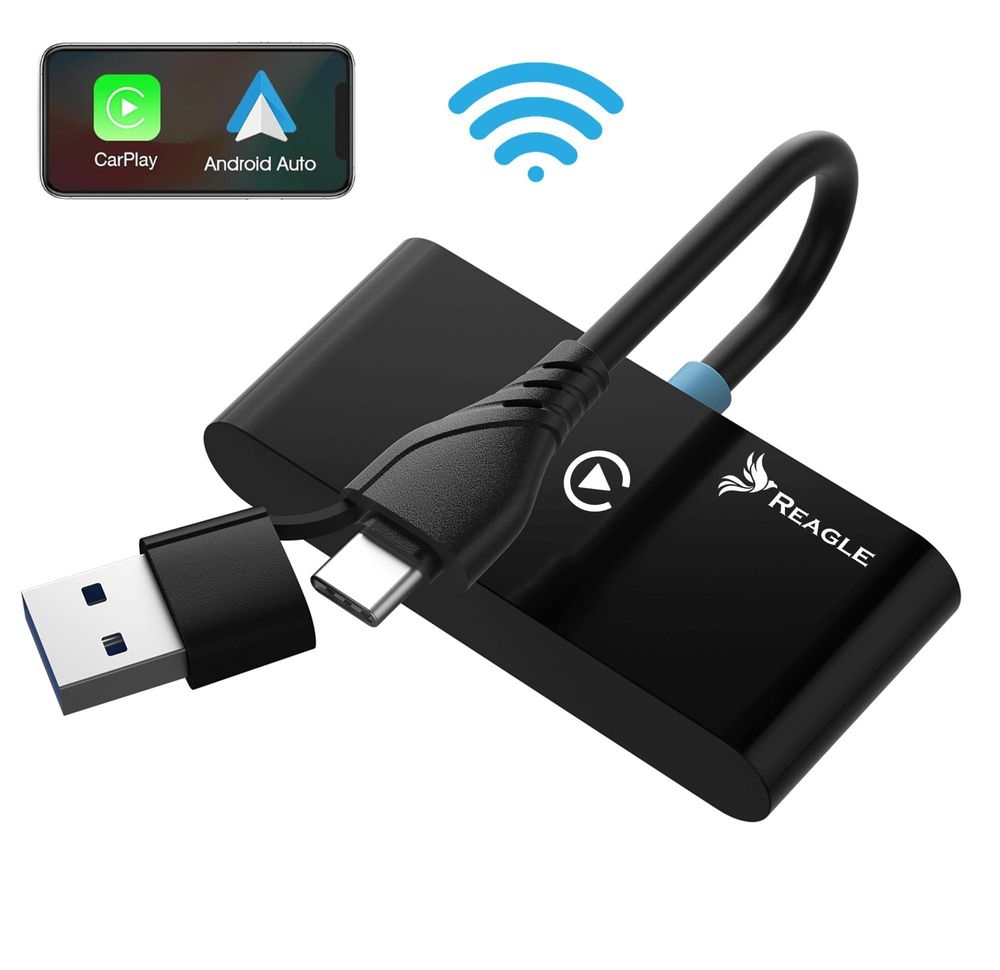 Wireless Adapter Mit Eingebautem Carplay Android Auto Apple Iphone, Kabelloser Mini-Adapter, Plug And Play
