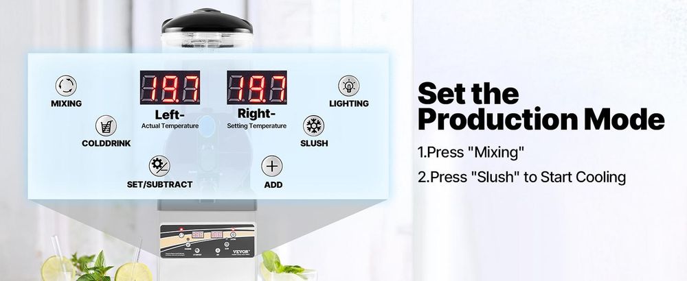 VEVOR Gewerblicher Gefrorener Getränkemacher, 15Lx3 Dreifachtank Slushy Maschine, 180 Tassen Edelstahl Margarita Smoothie Gefrorener Getränkemacher, Slushie Maker für Hauspartys Restaurants Cafés Bars, Einzelzylinder, 1x15 L