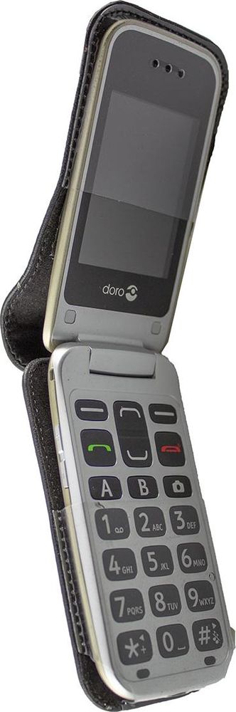 caseroxx Ledertasche mit Gürtelclip kompatibel mit Doro 2424 aus Echtleder, Tasche mit Gürtelclip und Sichtfenster