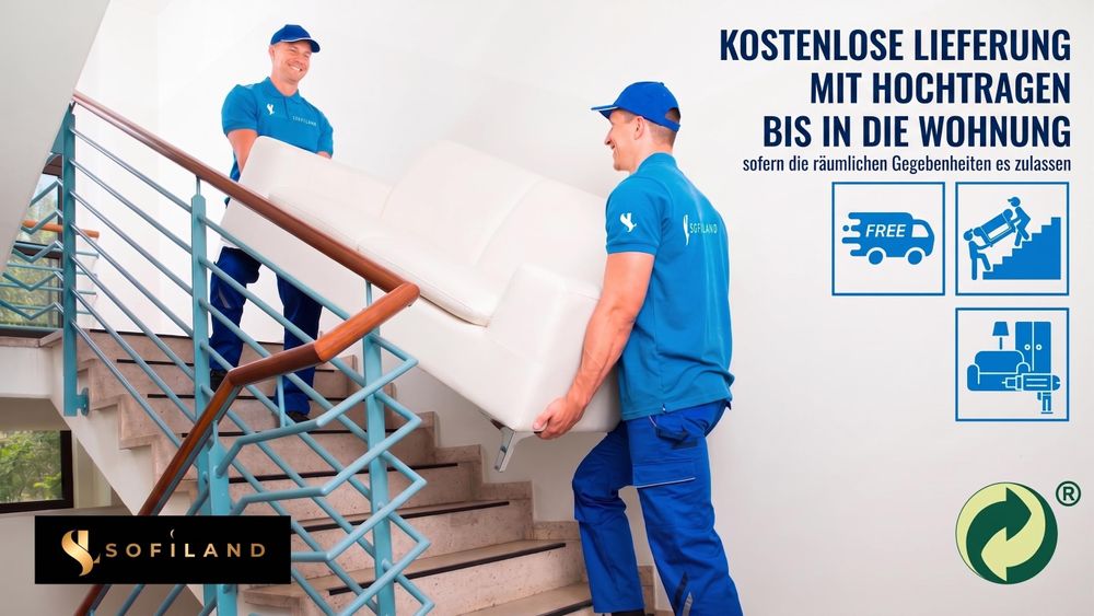 Lieferung bis in die Wohnung 200x110x85 cm (75kg), 200x110x85 cm (75kg), 115x95x85 cm (65kg)