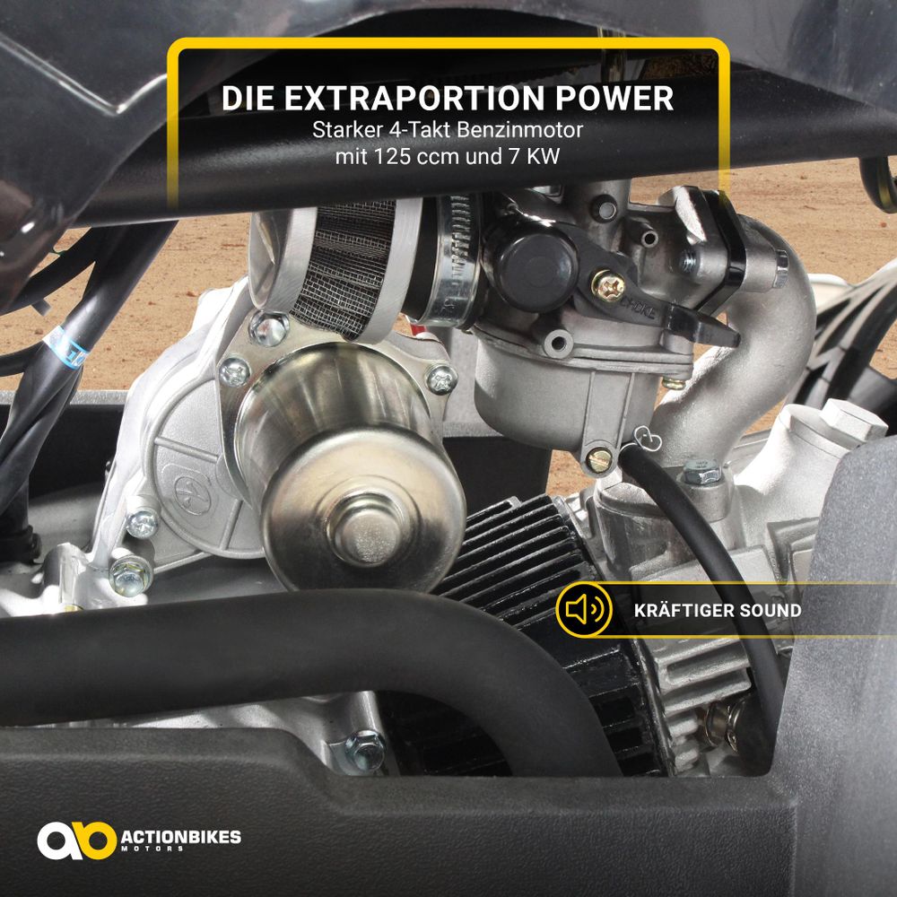 Jugendquad S-8 Farmer Benzin Quad | Midiquad - Miniquad - Pocket Bike - Pocketquad - Automatik - Not-Aus-Leine - Alarmanlage - Offroad Quad (Schwarz)