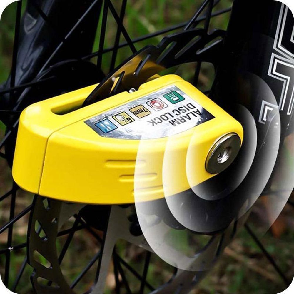 REVENTO® Bremsscheibenschloss mit Alarm 110dB – Motorrad Diebstahlsicherung, Schloss für Roller, E-Scooter, Fahrrad – Wasserdicht IP67, 7mm Bolzen
