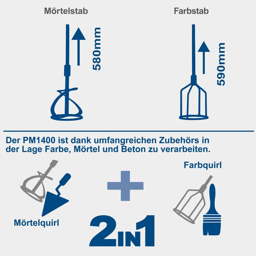 Das Bild zeigt die Länge des Mörtelstabs sowie den Durchmesser.