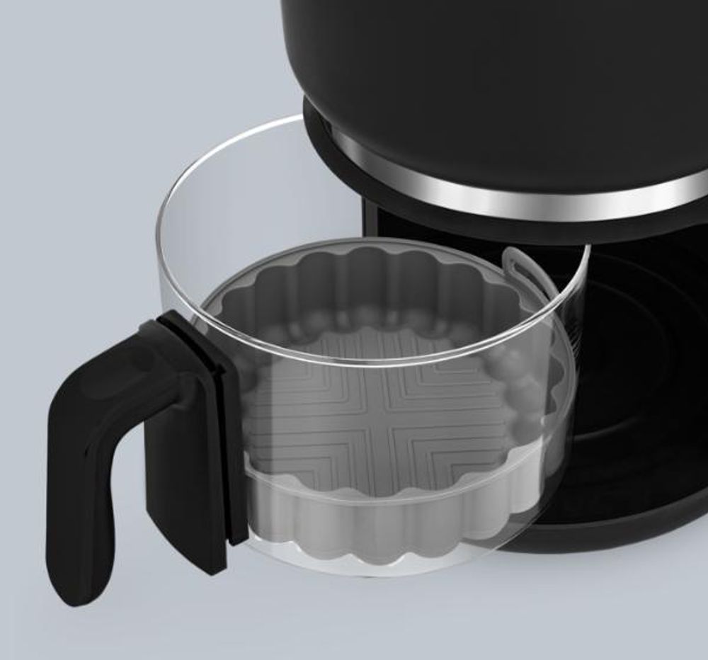 Frytkownica na gorące powietrze 4Swiss ABB-G24 Pure Glass 3L, biała, z szklaną szufladą, 1200 W, ekran dotykowy, bez tłuszczu, energooszczędna, można myć w zmywarce