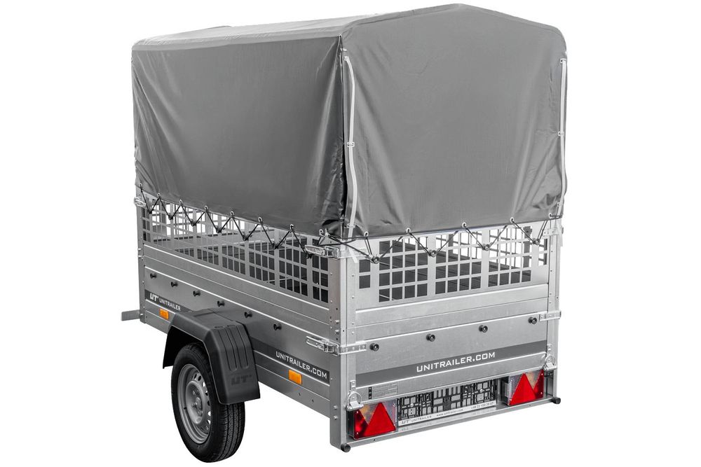 Kippanhänger Garden Trailer 200 KIPP 200x106 cm 750 kg mit Laubgitteraufsatz, Hochplane, Hochspriegel und Stützrad