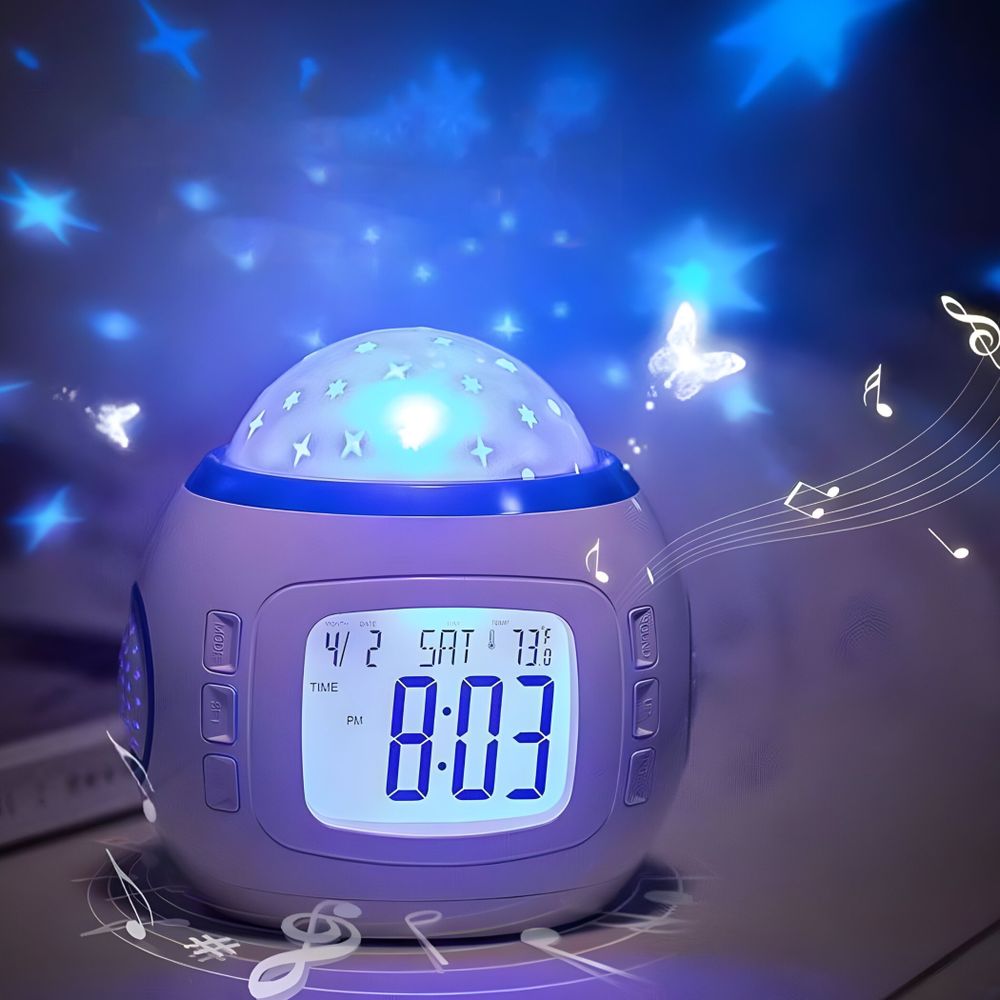 Wecker LED Sternenhimmel Projektor Nachtlicht Sternennachtlicht Projektionslampe Sternenprojektor für Schlafzimmer Party Kinderzimmer USB Retoo