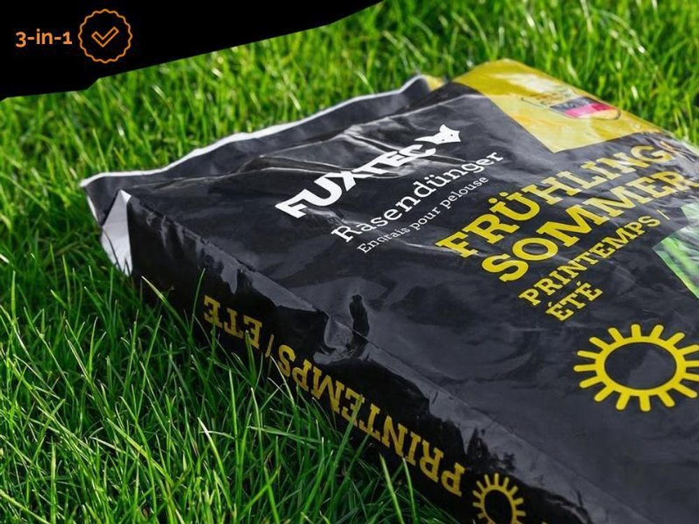 FUXTEC Rasendünger Frühling/Sommer FX-RDFS10 | stickstoffbetonter Rasendünger | 10 kg für ca. 500m² | Langzeitwirkung |  Germany