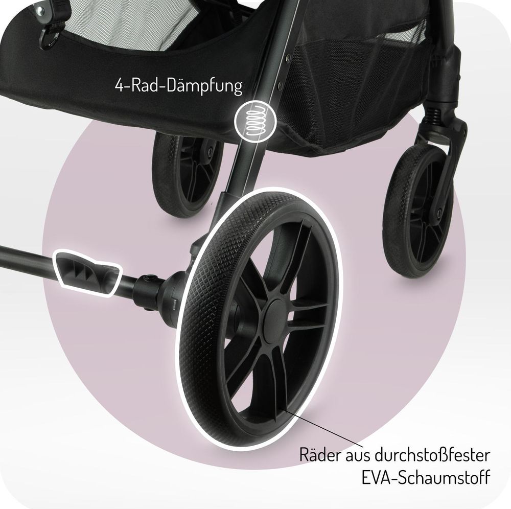MoMi CLARA Buggy Kinderwagen bis 22 kg - Tasche, Moskitonetz, Regenschutzfolie, Becherhalter, Fußdecke