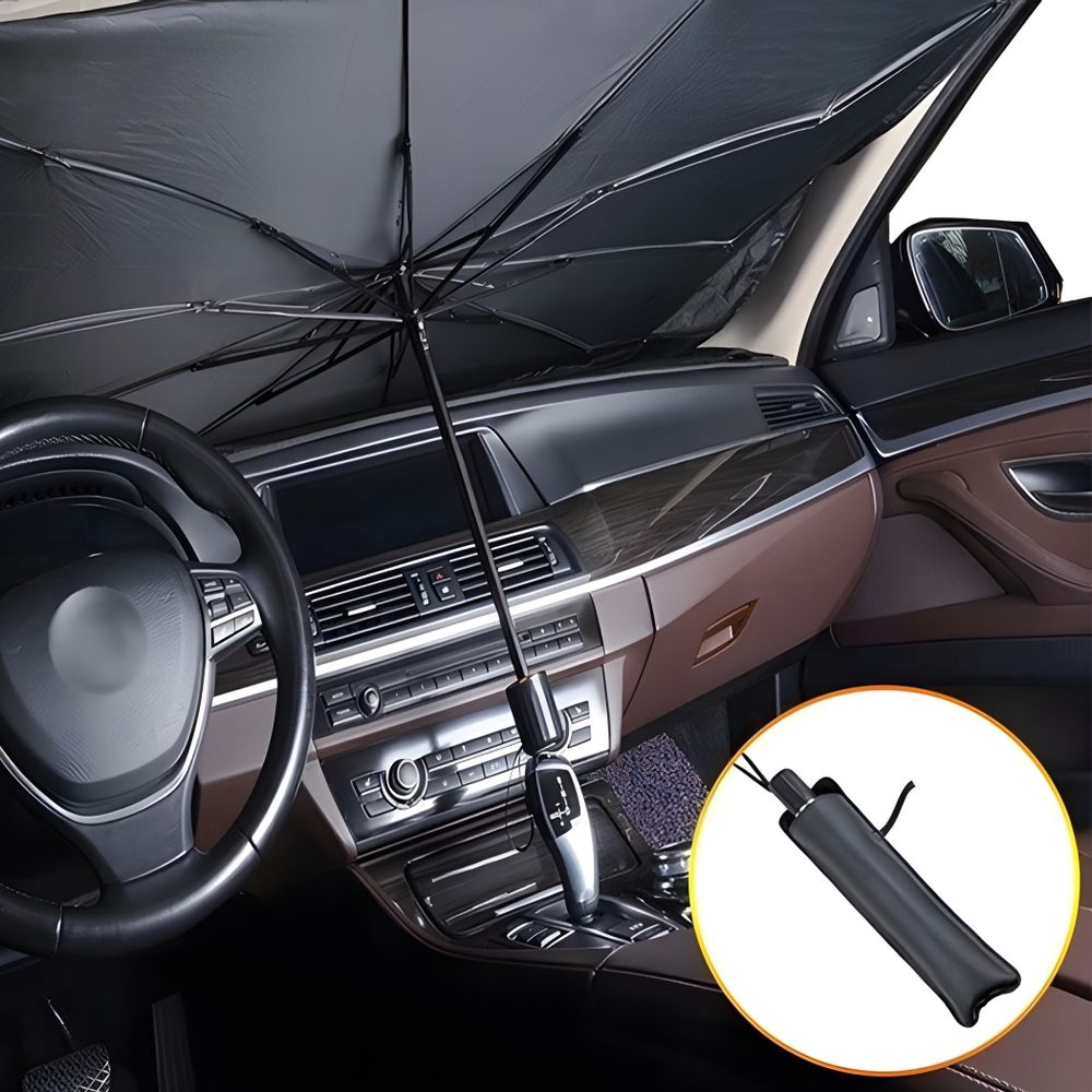Sonnenschutz Auto Frontscheibe 360° Drehbar, Windschutzscheibe Sonnenschutz mit UV-Schutz, Verstellbarer Stange für KFZ, LKW, SUV 110 x 65 cm Retoo
