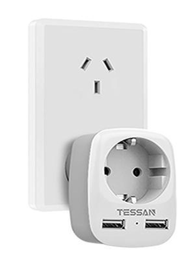 TESSAN Adapter Australien, 3 in 1 Reiseadapter Australien mit USB für Neuseeland China Argentinien Reisestecker Typ I