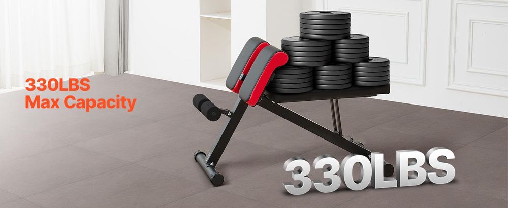 VEVOR Multifunktionale Gewichtsbank für das Ganzkörpertraining, Römischer Stuhl Hyperextensionsbank, 150 kg verstellbares und faltbares Gerät für Rücken-, Arm- und Bauchmuskeltraining, Sit-Up-Übungsmaschine für das Home Gym, 330 lbs-150 kg