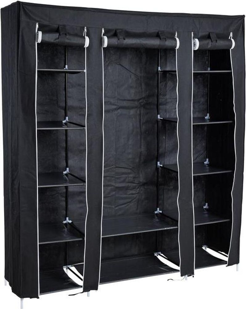 kleiderschrank stoffkleiderschrank kleiderregal faltschrank stoffschrank  schwarz