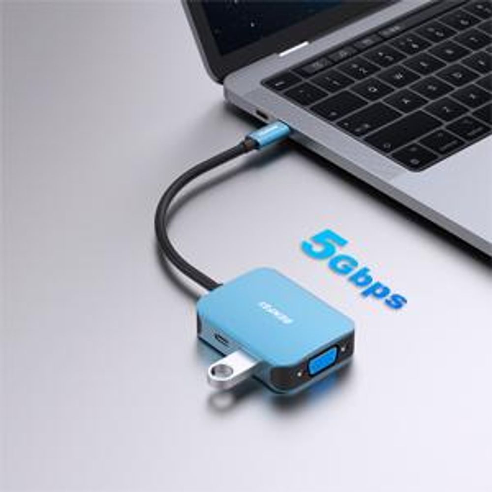 BENFEI Hubs USB C Hub 4in1 Adapter mit HDMI VGA USB PD