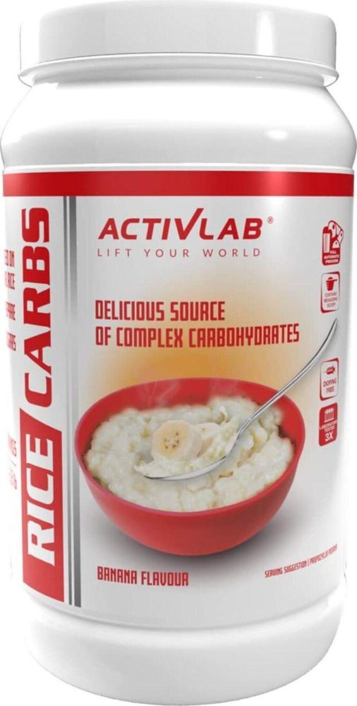 Activlab Rice Carbs, 1000 g, Plátano, Crema De Arroz En Polvo, Nutrición Deportiva