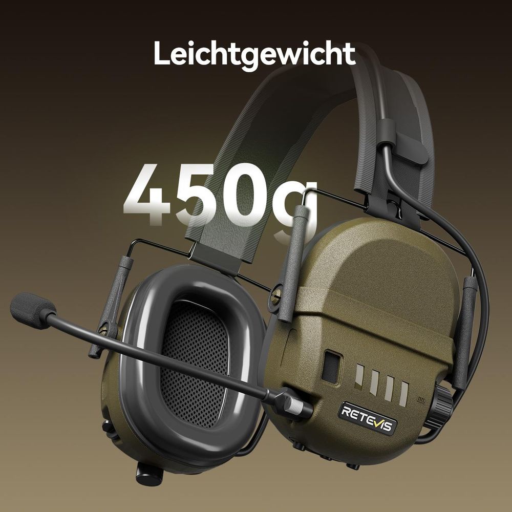 Retevis EH080K Taktisches Headset, Elektronisches Headset, intelligente Geräuschunterdrückung, IP65, Walkie-Talkie-Headset, kompatibel mit RT24