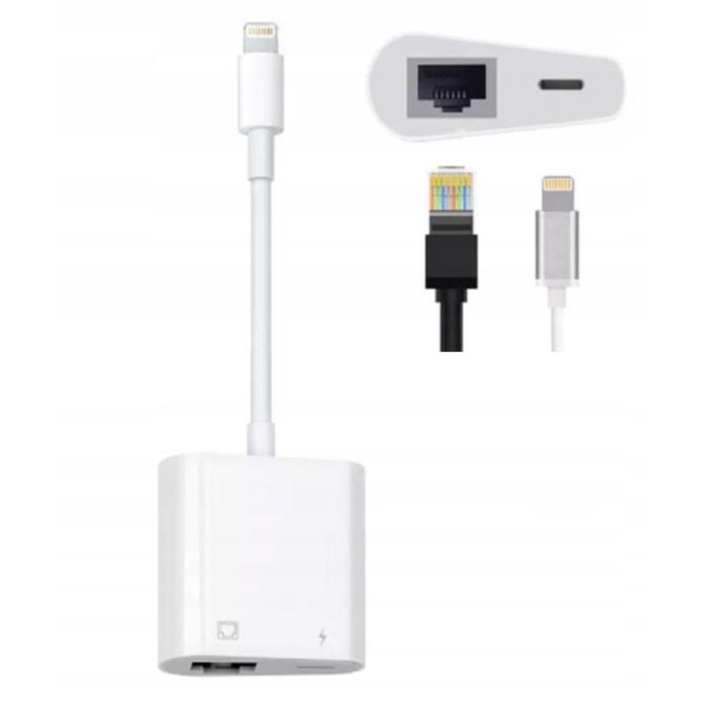 Netzwerkadapter - Lightning auf Ethernet - RJ-45 LAN - Fast Ethernet 100 Mbps - mit Ladeport - für iPhone iPad