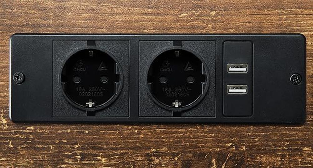 WOLTU Kommode mit 8 Schubladen Steckdosen, Metallrahmen Holzwerkstoff, Vintagebraun