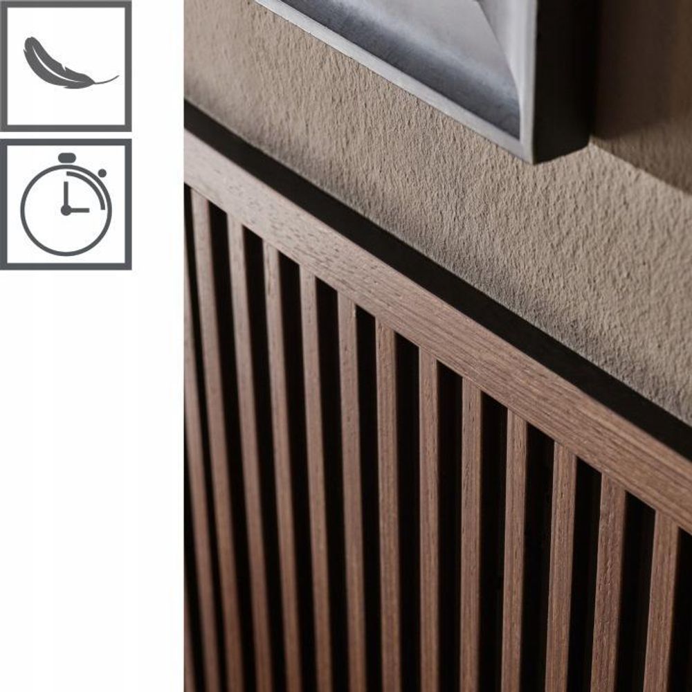 VOX Lamellenwand LINERIO - 3D MDF Wandpaneel - Akustikplatte - 2,65m x 16 - M-LINE - Natur