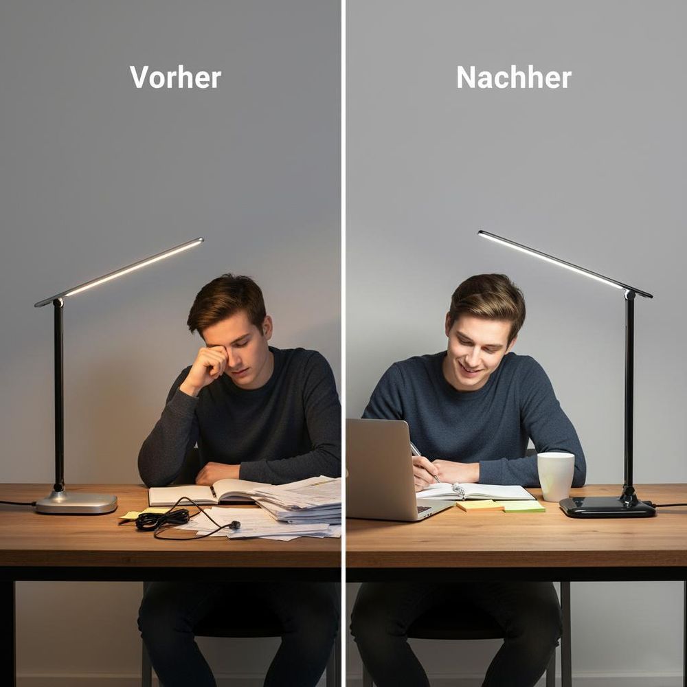 MasterLED LED Schreibtischlampe 9W Schwarz, 4500K Neutralweiß, Touch Dimmbar Verstellbar