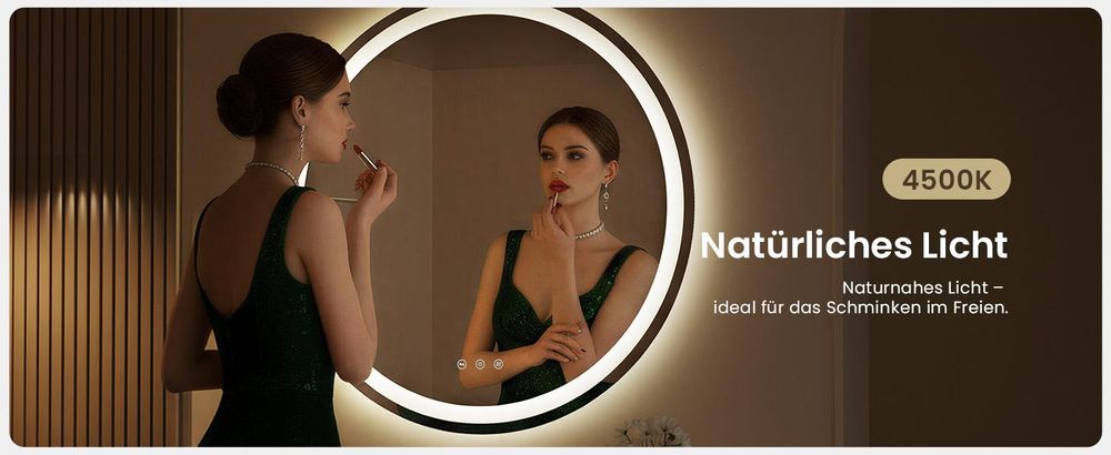 LED Badezimmerspiegel 60cm Rund, 3 Lichtfarben Badspiegel mit Touch und Anti Beschlag, Dimmbar Badezimmer Spiegel, energiesparend Wandspiegel