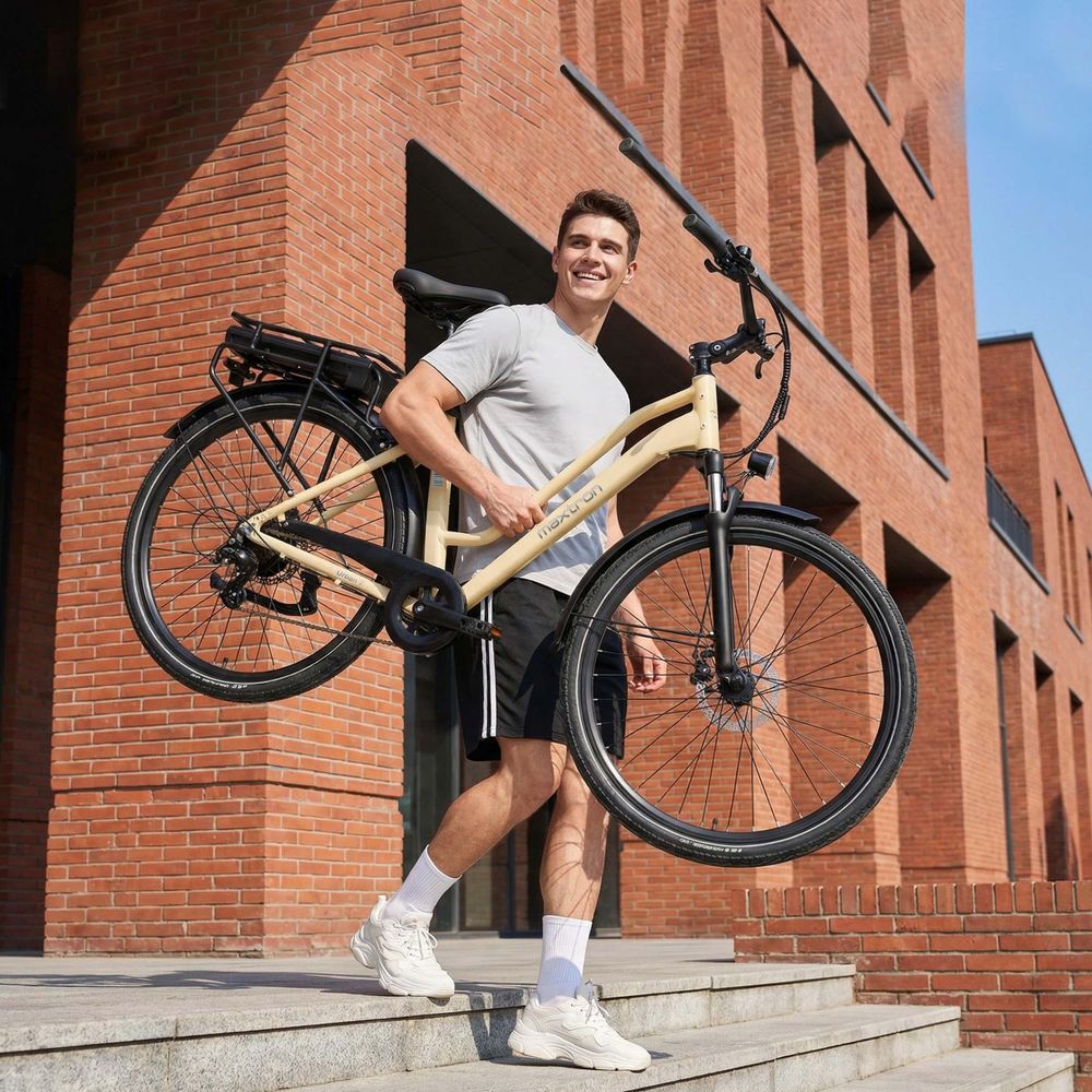 Maxtron E-Bike Cityrad Urban 7, 27,5-Zoll-Reifen, Shimano 7-Gang, Heckmotor 250W,  LG Akku 460.8Wh, Aluminiumrahmen, Tiefeinsteiger, 70km, 25 km/h