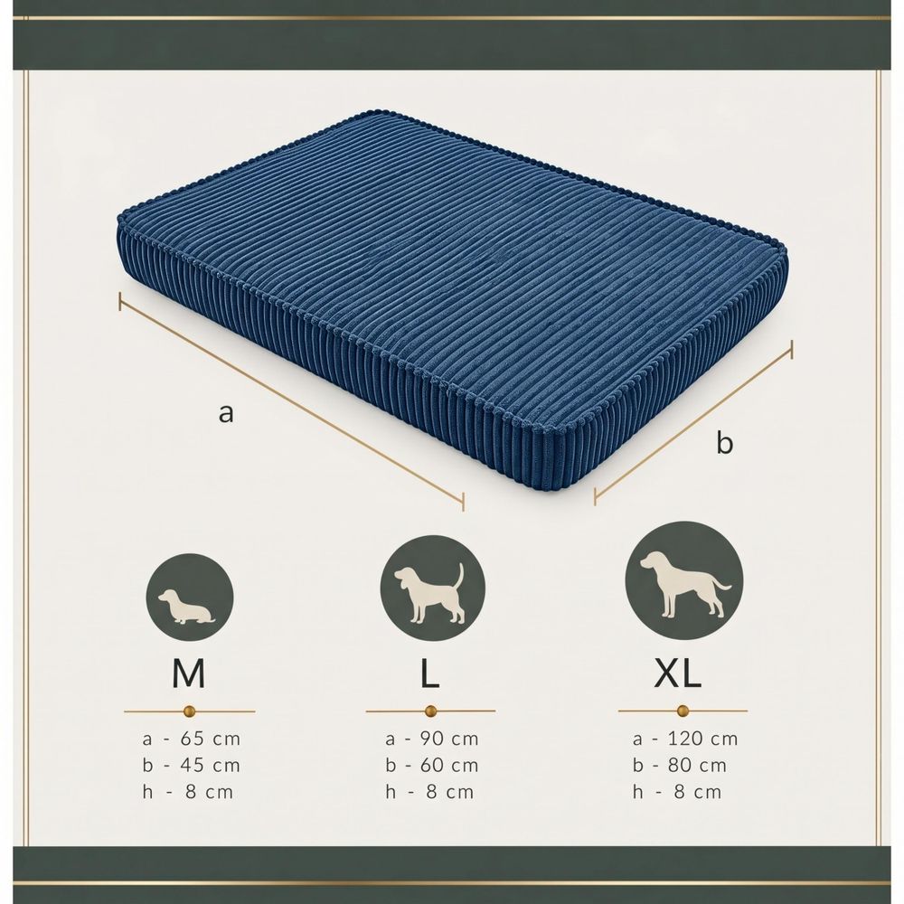 HUNDEBETT HUNDEKISSEN HUNDEMATTE CORD XL 120x80 CM Dunkelblau