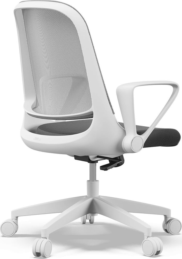 SENSE7 Sopty Ergonomischer Bürostuhl Schreibtischstuhl Weiß Klappbare Armlehnen Netzrücken Wippfunktion Homeoffice Office Chair Gummirollen 120 kg