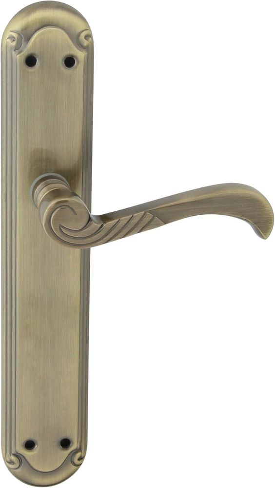 DOMINO Türgriff Blind Drückergarnitur | Langschildgarnitur | Türklinke für Zimmertür, Bürotür, Kellertür & Innentür | L-Form | Türbeschläge aus Aluminium | Bronze Türdrückergarnitur | CASABLANKA M3