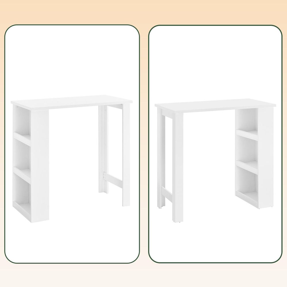 SoBuy Küchentheke Bartisch mit 3 Ablageflächen, Stehtisch für Kleine Räume, Hoher Tresentisch für Küche, Wohnzimmer Weiß 112 x 106 x 57 cm FWT17-II-W