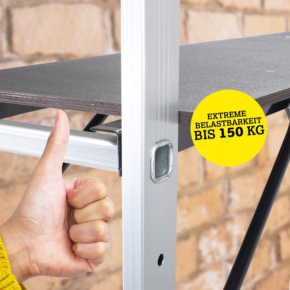 Craftfull Leitergerüst CF-103A | 4in1 Multigerüst aus Aluminium - Multifunktion - Anti-Rutsch-Rollen - Gerüst - Bis 150 Kg (1.68 Meter 6 Sprossen)