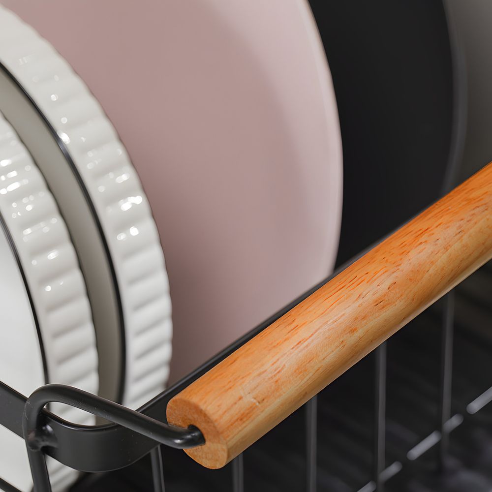 Geschirrabtropfgestell Geschirrstaender Abtropfgestell Edelstahl Schwarz Auffangschale Geschirrtrockner Besteckkorb für Küche Teller Retoo