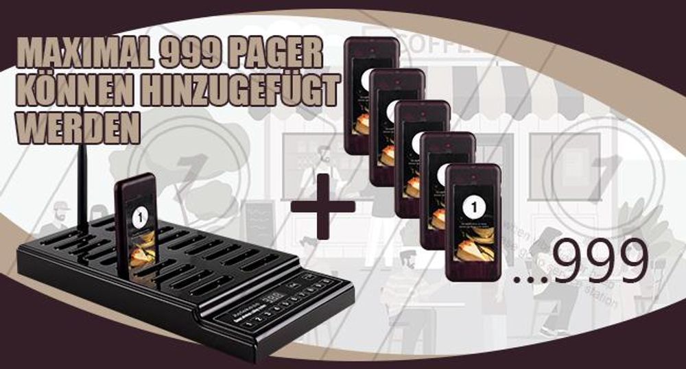Retekess T112 Pager System, Restaurant Pager, 20 Pager 999 Kanale mit Aufladen Rrufende Tastatur Geeignet für Restaurants Bars Cafés