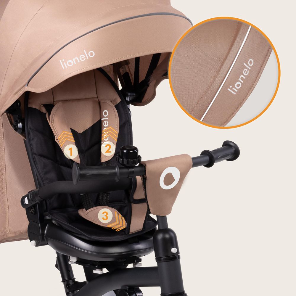 Lionelo Tris Plus dreirad laufrad bis 25 kg Kinderdreirad Lenkstange Baby Kinderwagen Montage ohne Werkzeug - Beige