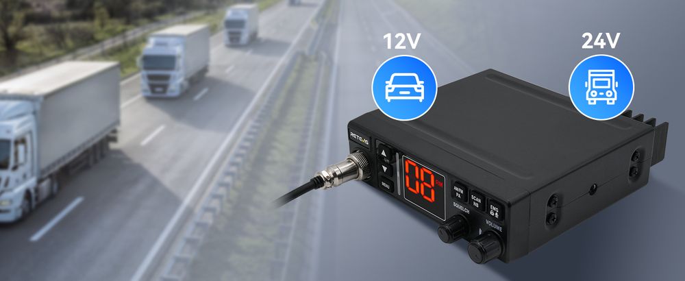 Retevis MB63A CB Funkgerät, AM/FM CB Funk mit Antenne, NB/ANL CB Funk, 12V - 24V, VOX, EMG CH9/19, CB Handfunkgerät für Jobs in der Transportbranche