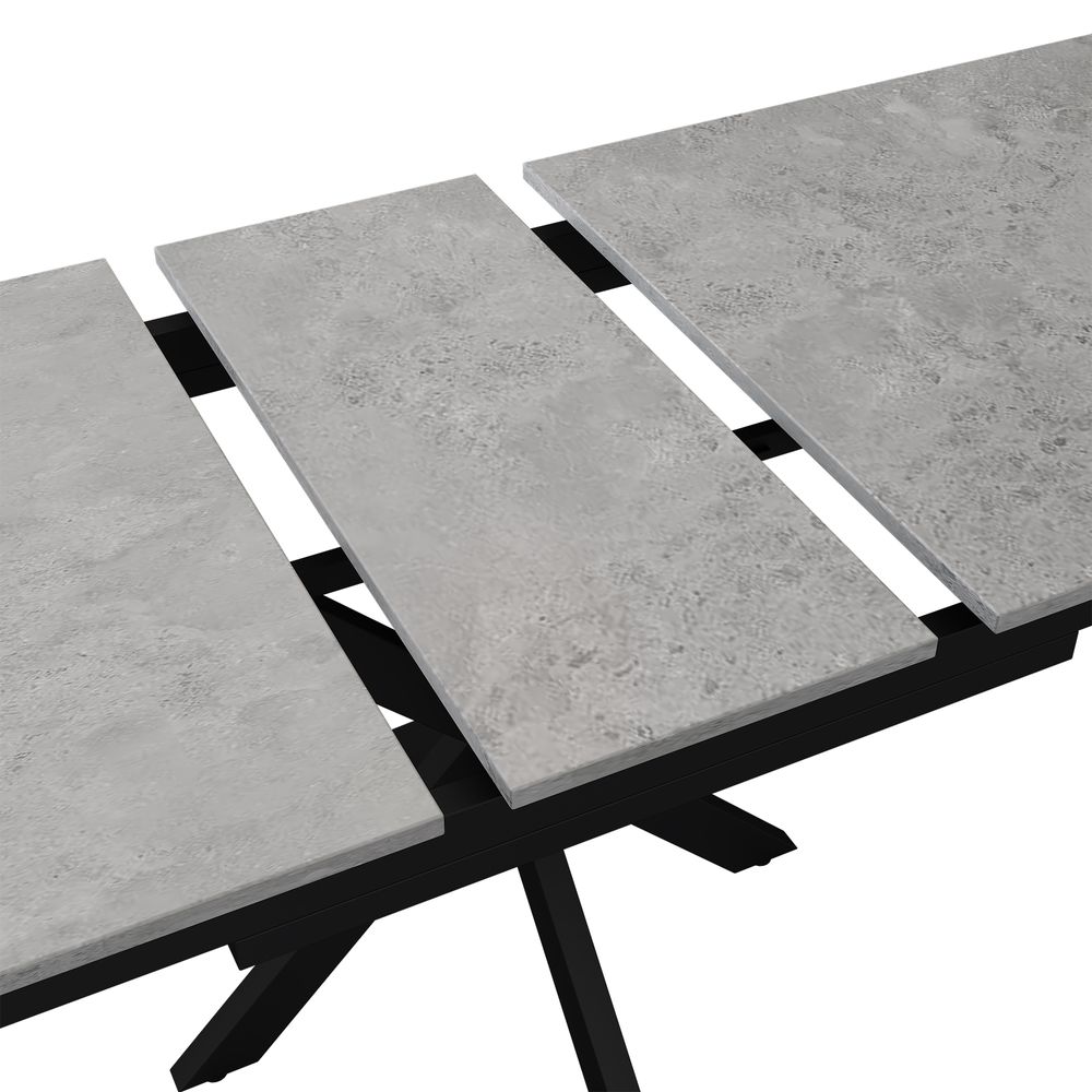 okwish Esstisch Erweiterbar Esszimmertisch rechteckig (Erweiterbar Esszimmertisch rechteckig Küchentisch weiß Marmoroptik), Ausziehbar 150-180cm Tischplatte, Grau