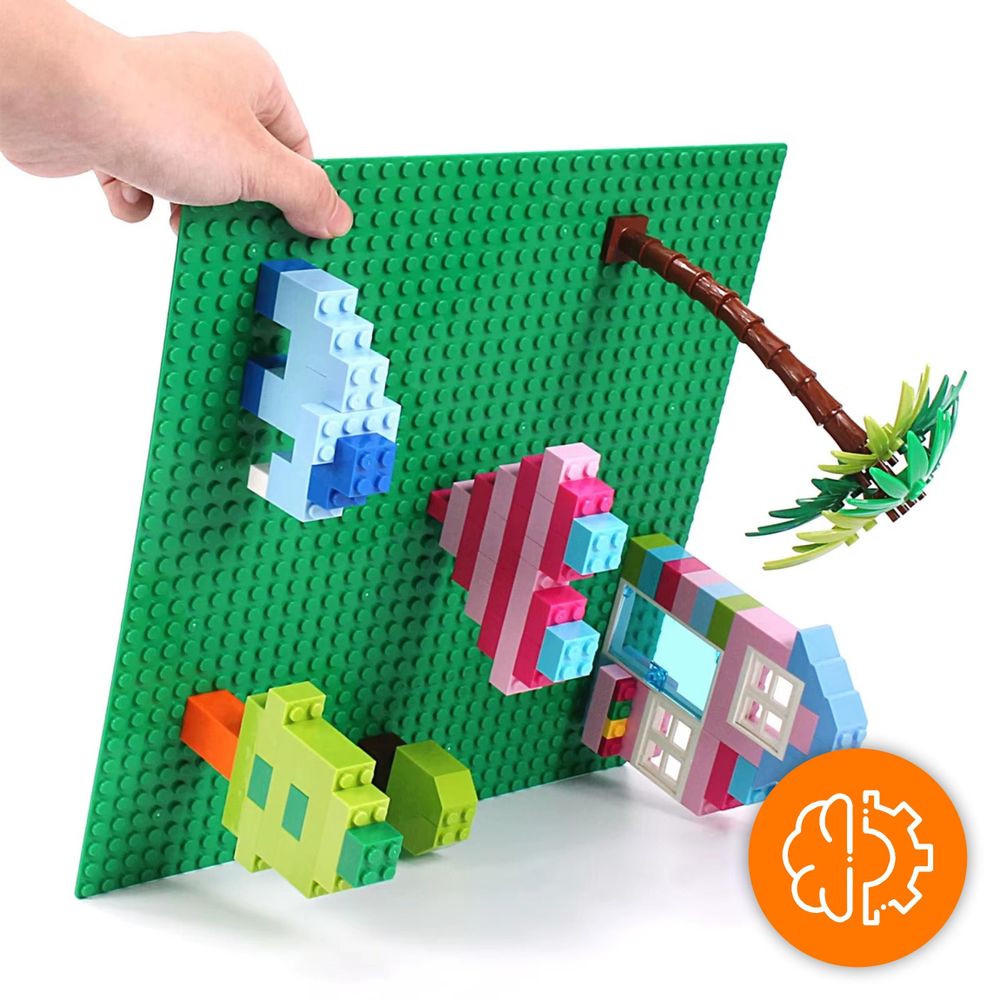 Bauplatte 32x32 Noppen, Grundplatte kompatibel mit gängigen Bausteinen, 25,5 x 25,5 cm, EVI KIDS, Grün